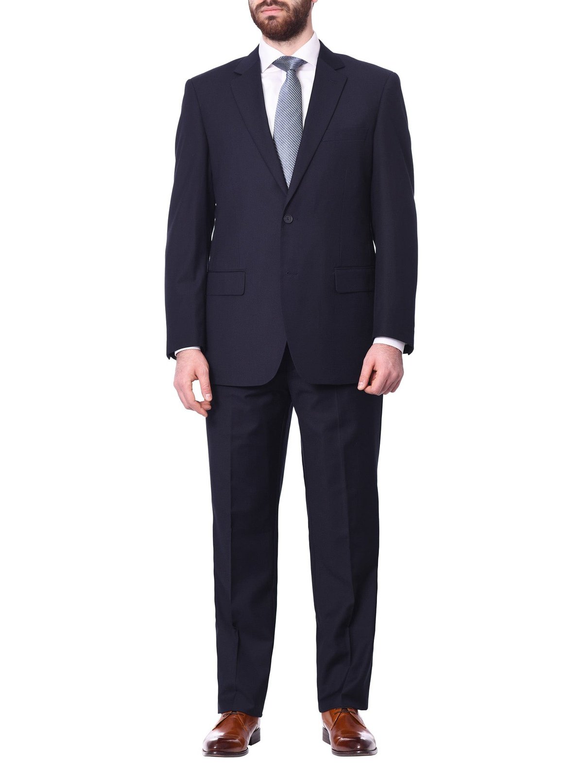 Raphael Bestselling Items Raphael Classic Fit Solid Navy Blue Two Button Wool-touch Suit