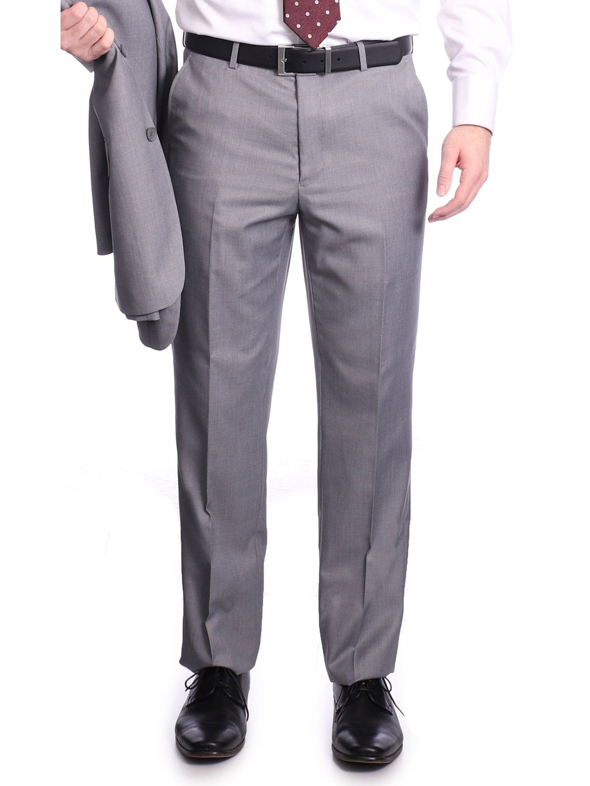 Raphael PANTS Raphael Men's Washable Flat Front Classic Fit Light Gray Dress Pants