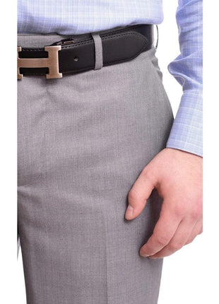 Raphael PANTS Raphael Men's Washable Flat Front Slim Fit Light Gray Dress Pants