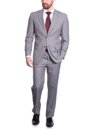light gray classic fit men's suit