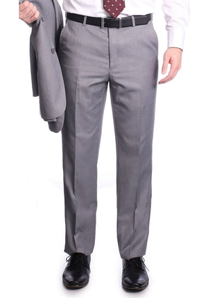 light gray flat front classic fit men's suit pants