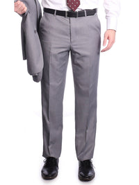 Thumbnail for light gray flat front classic fit men's suit pants