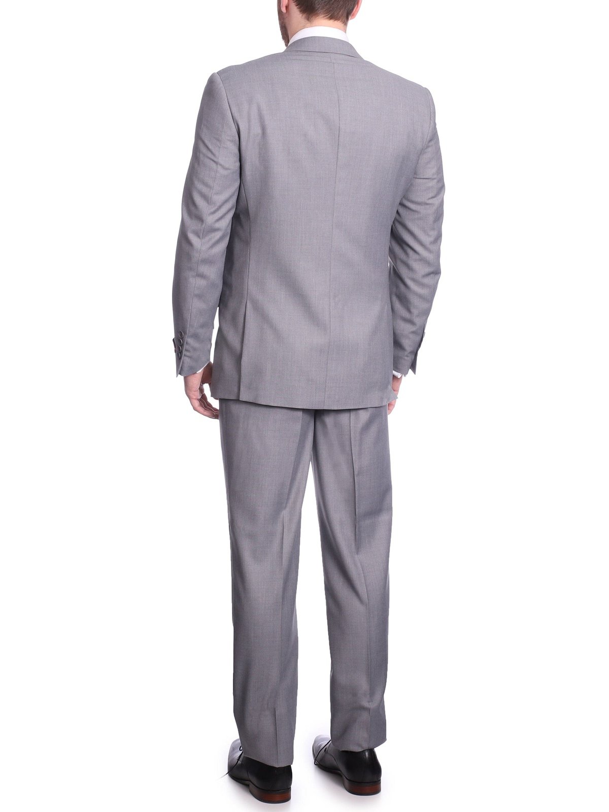back view of light gray classic fit men's suit