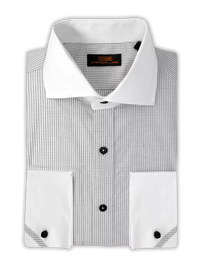 Thumbnail for Steven Land SHIRTS Steven Land Mens Black Check Contrast Collar & French Cuff Cotton Dress Shirt