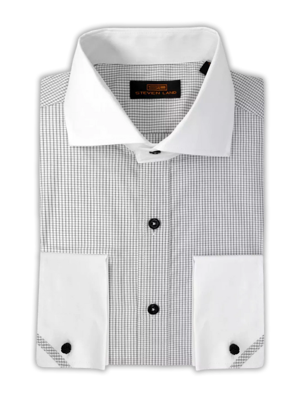 Contrast collar french cheap cuff dress shirt