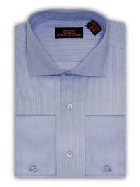 Thumbnail for Steven Land SHIRTS Steven Land Mens Blue Herringbone Cotton Spread Collar French Cuff Dress Shirt