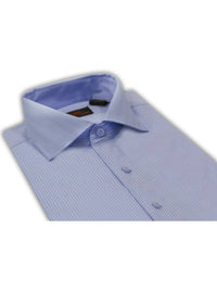 Thumbnail for Steven Land SHIRTS Steven Land Mens Blue Herringbone Cotton Spread Collar French Cuff Dress Shirt