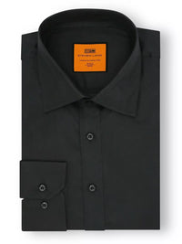 Thumbnail for Steven Land SHIRTS Steven Land Mens Solid Black Spread Collar Wrinkle Free Cotton Dress Shirt
