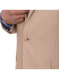 Thumbnail for Steven Land THREE PIECE SUITS Steven Land Classic Fit Tan Plaid Two Button Three Piece Suit With Peak Lapels