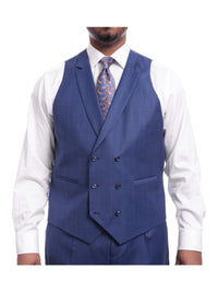 Thumbnail for Steven Land TWO PIECE SUITS Steven Land Classic Fit Blue Windowpane Plaid Vested Wool Suit