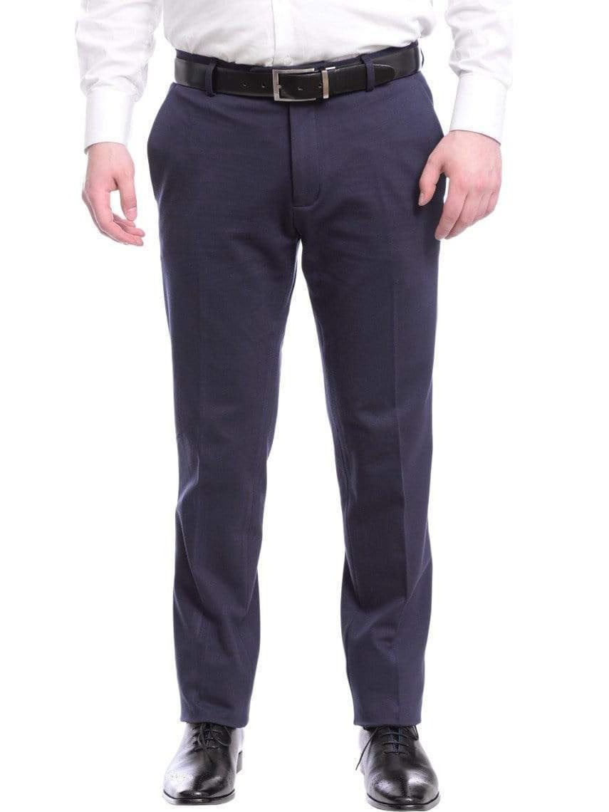T.O. 30 / 36 Mens Slim Fit Solid Navy Blue Flat Front Stretch Chino Pants