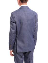 Thumbnail for T.O. BoysMVL T.o. Husky Fit Blue & Gray Check Two Button Two Piece Boys Suit
