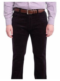 Thumbnail for The Suit Depot 38X34 Mens Modern Fit Solid Purple Corduroy Five Pocket Cotton Jean Pants