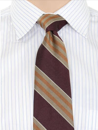 Thumbnail for The Suit Depot Burgundy Red Stripe Arthur Black Premium Silk Tie