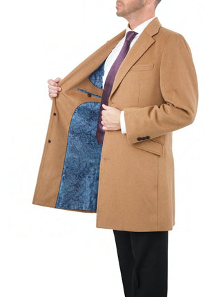 The Suit Depot OUTERWEAR The Suit Depot Men's Wool Cashmere Single Breasted 3/4 Length Top Coat