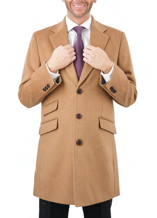The Suit Depot OUTERWEAR The Suit Depot Men's Wool Cashmere Single Breasted 3/4 Length Top Coat