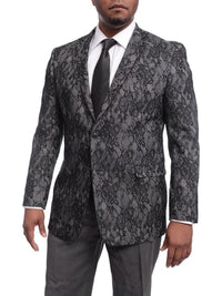 Thumbnail for U.S. Polo U.S. Polo Slim Fit Black & Gray Floral Two Button Tuxedo Dinner Jacket