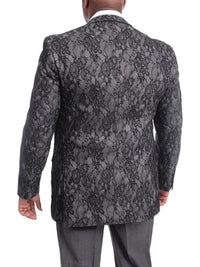 Thumbnail for Back View of U.S. Polo U.S. Polo Slim Fit Black & Gray Floral Two Button Tuxedo Dinner Jacket