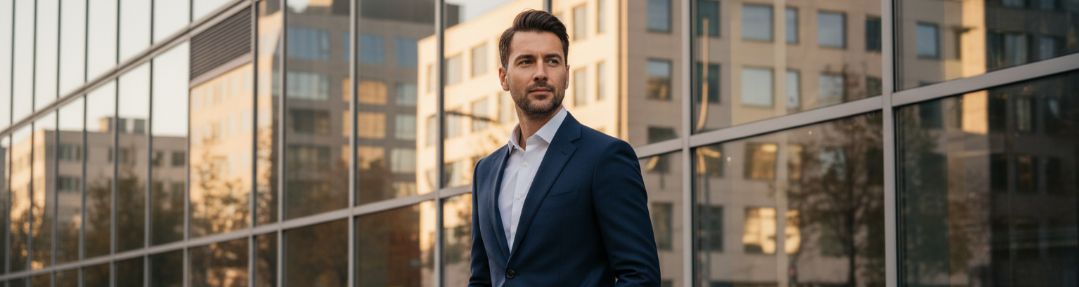 Man wearing Slim fit suit