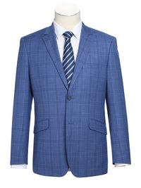 Thumbnail for Raphael Mens Blue Plaid Slim Fit Stretch 2 Piece Suit