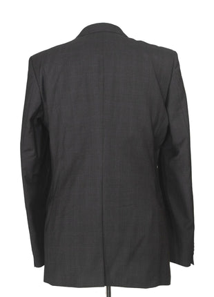 Hugo Boss Mens 42L Charcoal Plaid 100% Wool Slim Fit Two Piece Suit