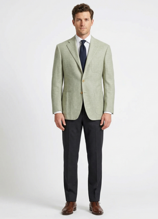 Sartoria Partenopea Men's Green Tweed Silk Blend 3-Roll-2.5 Sportcoat 40R