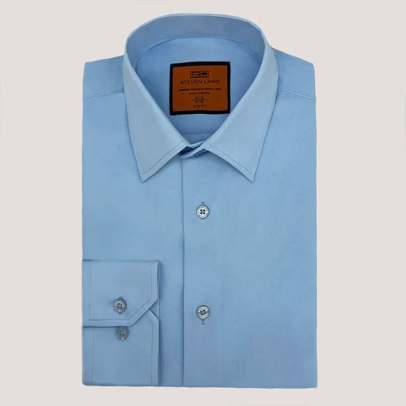 Steven Land Mens Light Blue 4 Way Stretch Spread Collar Dress Shirt The Suit Depot Steven Land Mens Light Blue 4 Way Stretch Spread Collar Dress Shirt The Suit Depot