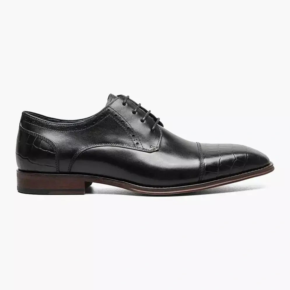 Stacy Adams Penley Men&#39;s Black Leather Cap Toe Oxford Dress Shoes