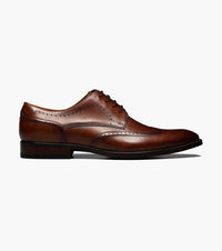 Thumbnail for Florsheim Mens Sorrento Cognac Brown Lace-Up Wingtip Oxford Leather Dress Shoes
