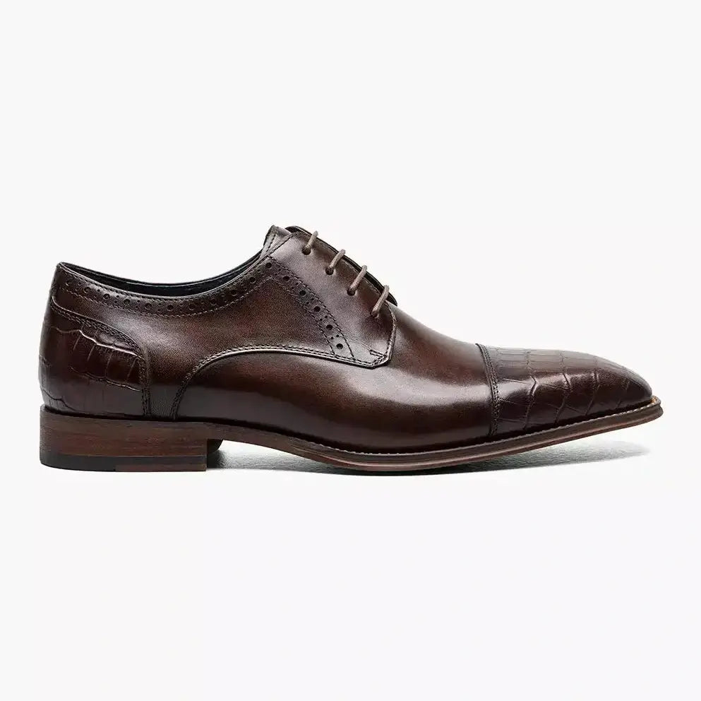 Stacy Adams Penley Men's Brown Leather Cap Toe Oxford Dress Shoes