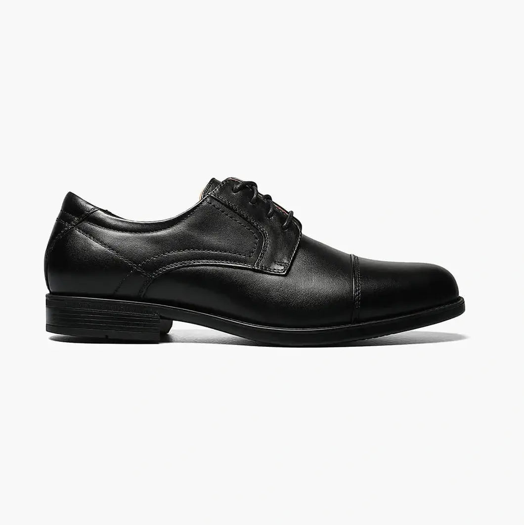 Florsheim Mens Solid Black Midtown Cap Toe Oxford Leather Dress Shoes