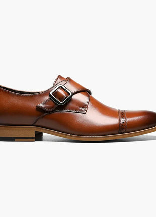 Stacy Adams Desmond Boys Cognac Brown Cap Toe Monk Strap Leather Dress Shoes