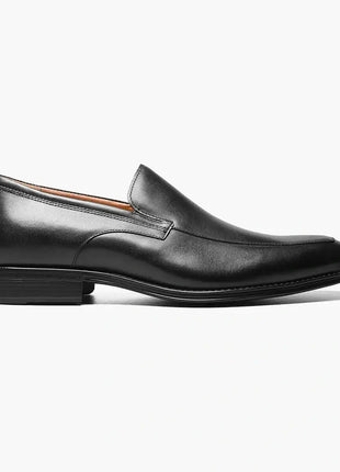 Florshiem Mens Amelio Black Moc Toe Slip On Leather Dress Shoes