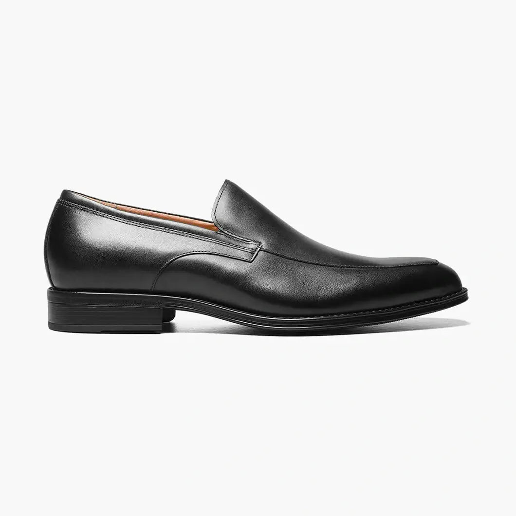 Florshiem Mens Amelio Black Moc Toe Slip On Leather Dress Shoes – The
