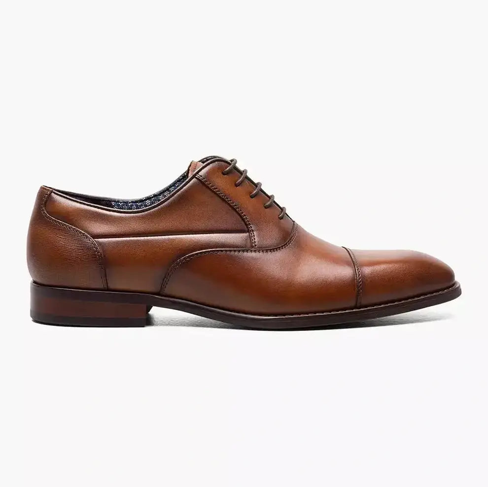 Stacy Adams Kallum Mens Cognac Brown Lace-up Oxford Leather Dress Shoes