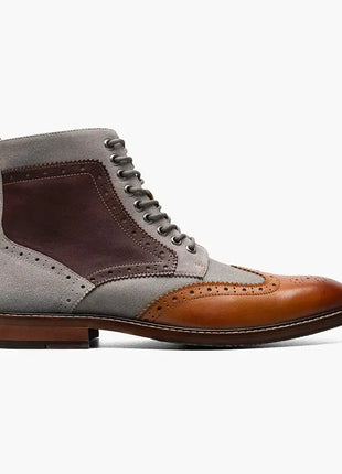 Stacy Adams Mens Finnegan Cognac Brown Wingtip Lace-up Leather Dress Boot