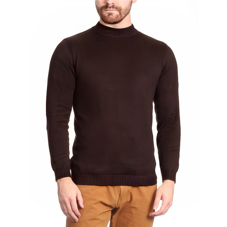 brown dress sweater men Men's Solid Pullover Cotton Blend Mock Neck – The Suit Depot Key Features 7 magnets