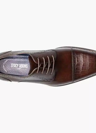 Stacy Adams Penley Men's Brown Leather Cap Toe Oxford Dress Shoes