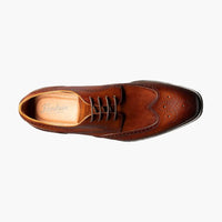 Thumbnail for Florsheim Mens Sorrento Cognac Brown Lace-Up Wingtip Oxford Leather Dress Shoes