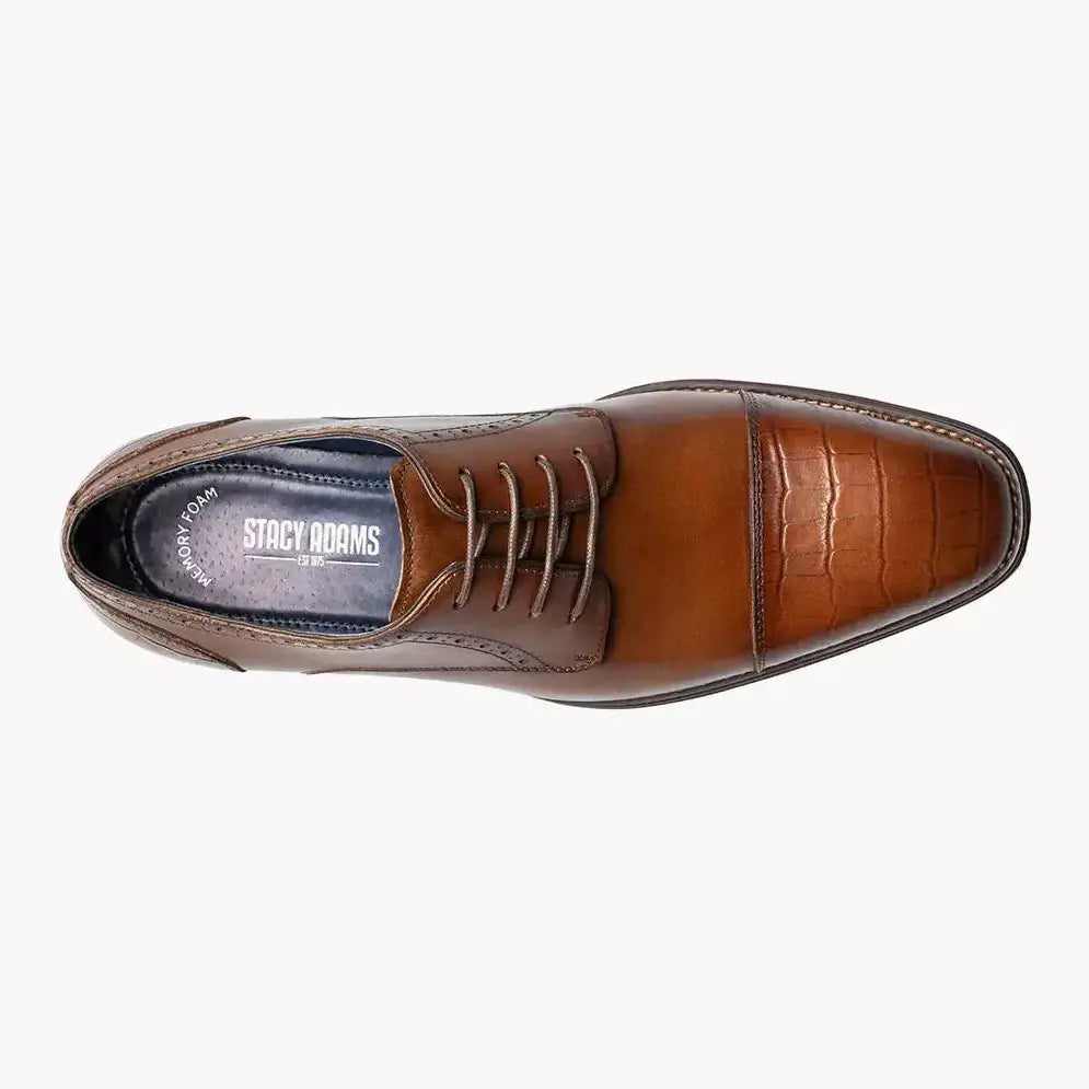 Stacy Adams Penley Men s Cognac Leather Cap Toe Oxford Dress Shoes The Suit Depot