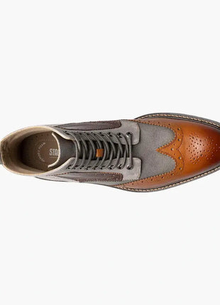 Stacy Adams Mens Finnegan Cognac Brown Wingtip Lace-up Leather Dress Boot