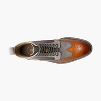 Thumbnail for Stacy Adams Boys Finnegan Cognac Brown Wingtip Lace-up Leather Dress Boot