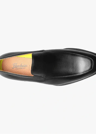 Florshiem Mens Amelio Black Moc Toe Slip On Leather Dress Shoes