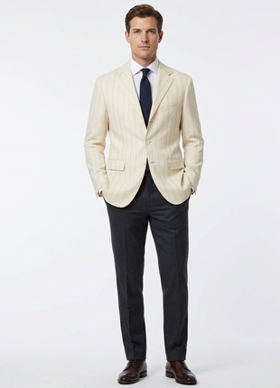 Sartoria Partenopea Men's Cream Striped Cashmere Silk Blend Sportcoat 42R