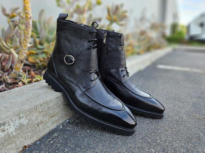 Mens black dress ankle boots best sale