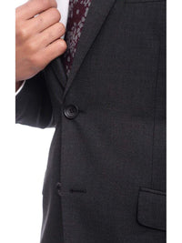 Thumbnail for Mens Slim Fit Charcoal Dark Gray Two Button 100% Wool Suit