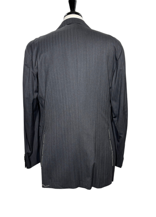 Sartoria Partenopea Mens Charcoal Stripe Notch Lapel Classic Fit 3-button Wool Suit - 44R