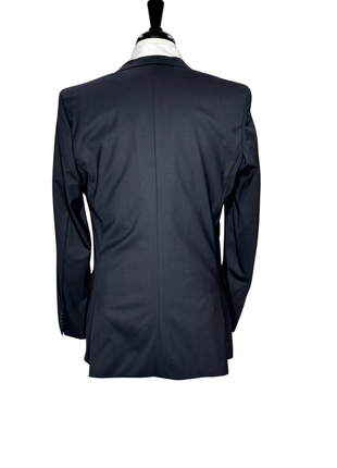Hugo Boss Mens Solid Black Notch Lapels Slim Fit Stretch 2 Button Wool Suit - 40L
