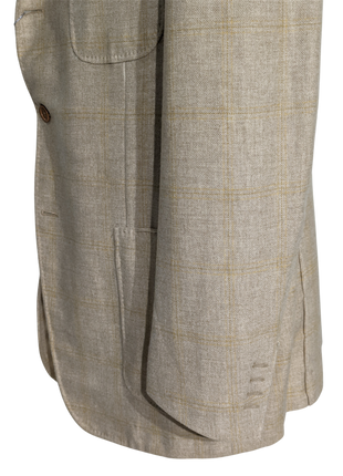 Sartoria Partenopea Beige Windowpane 3-Roll-2.5 Wool-Cashmere Sportcoat 46R