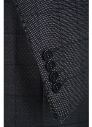 Canali 1934 Mens Gray Check 42L Drop 8 Slim Fit 100% Wool 2 Piece Suit